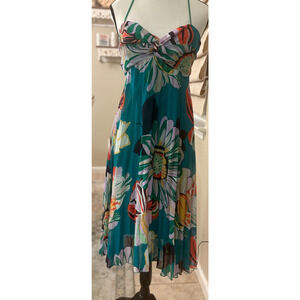 Sylvie Mado Chiffon Floral Dress Vintage Y2K Size L 6-10 (Fits small)